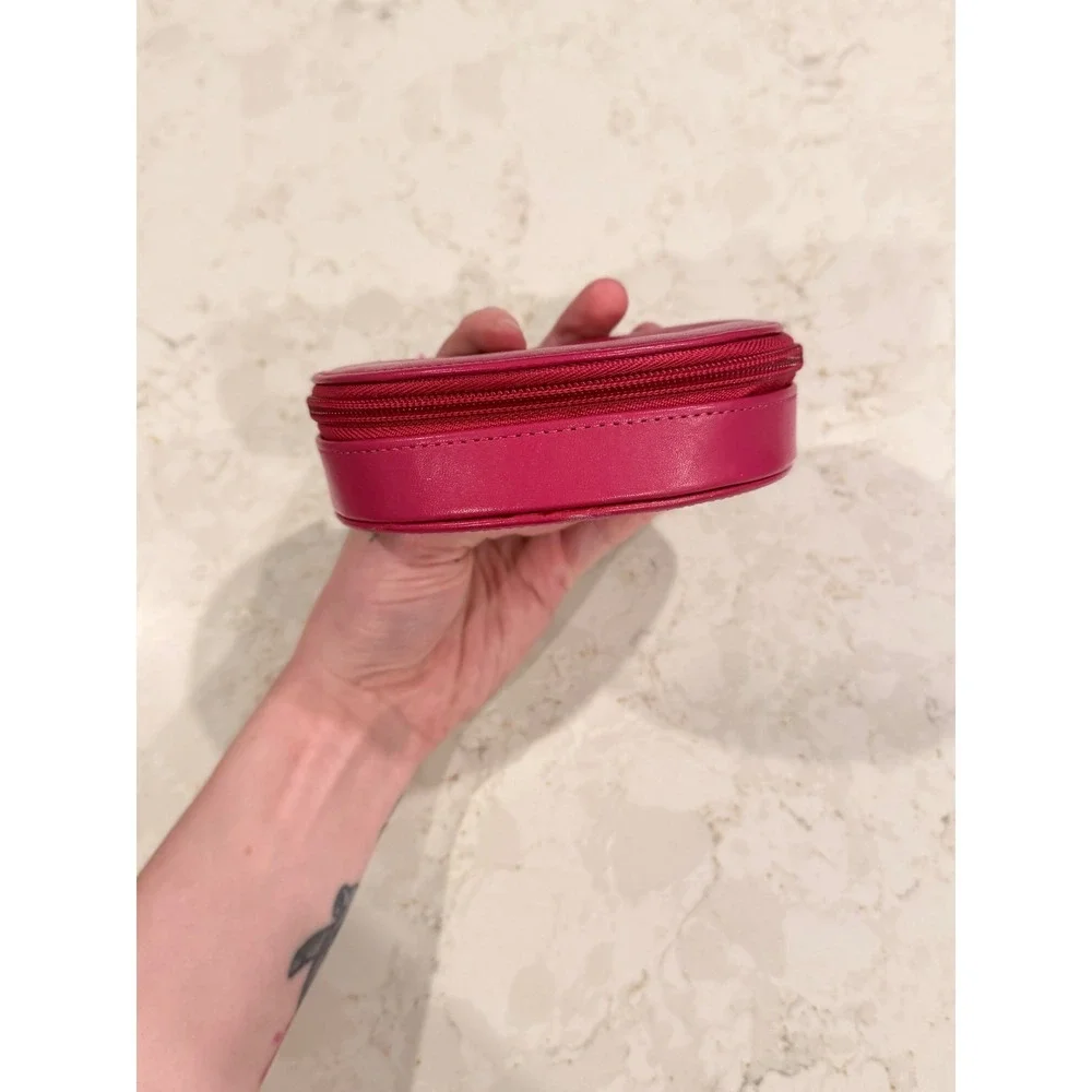 Rowallan Scotland Fuchsia Pink Leather Travel Jewelry Case Organizer‎ Half Moon
